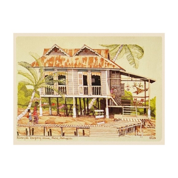 Hand Drawn Malaysian Greeting Card - Kampong House - Picture 4 of 7